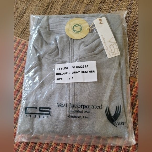 Vesi Organic Cotton Sweater Gray Heather Collared Small - Picture 3 of 13